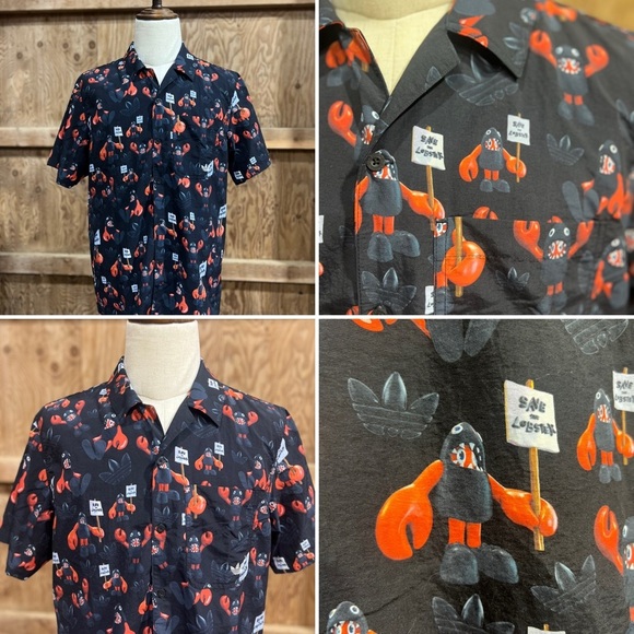 Adidas x Philip Colbert “Save The Lobster” Collaboration Button-Down Shirt Large - Picture 1 of 13